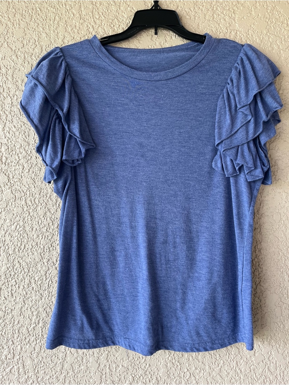 SHEIN Blue Layered Ruffle Sleeve Short Sleeve Top